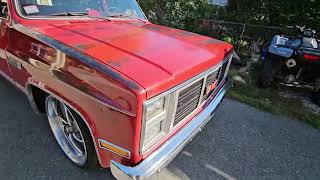 Beautiful 1984 GMC Sierra slammed.