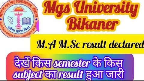 Mgsu M.A M.Sc result declared Mgsu Bikaner exam results