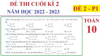 TOÁN 10 – ĐỀ 2 - P1 -  ĐỀ THI CUỐI HỌC KÌ 2 TOÁN 10 NĂM 2022-2023. ÔN TẬP HỌC KÌ 2. KẾT NỐI TRI THỨC