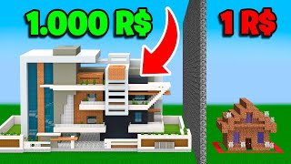 CASA de 1 REAL vs 1000 REAIS na BATALHA de CONSTRUÇÃO