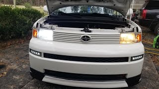 how to install led bulbs for high beams and low beams on scion xb 2005 headlights