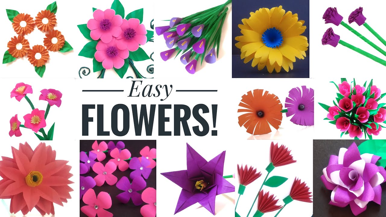 paper flowers easy, 21 flower ideas,  paper flower simple, small paper flowers easy