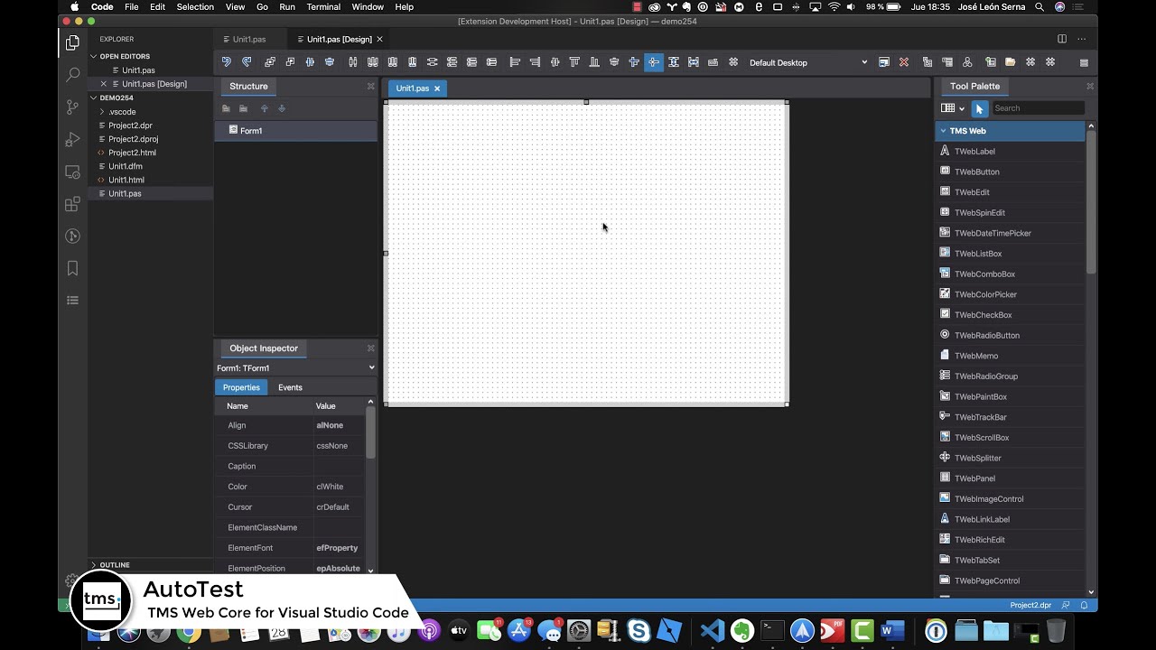 TMS Web Core for Visual Studio Code - Automated Testing - YouTube