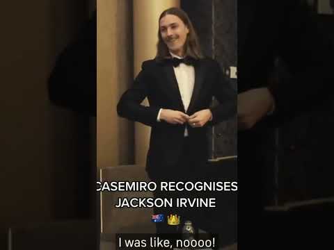 Australian football player Jackson Irvine&#39;s reaction to getting recognised by Casemiro is brilliant