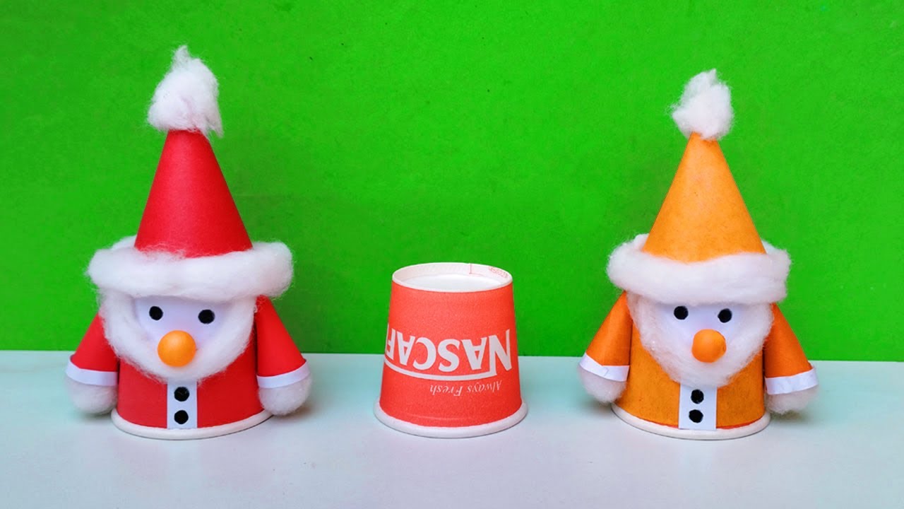 How to make Paper cup Santa Claus | DIY santa claus | Christmas crafts ...