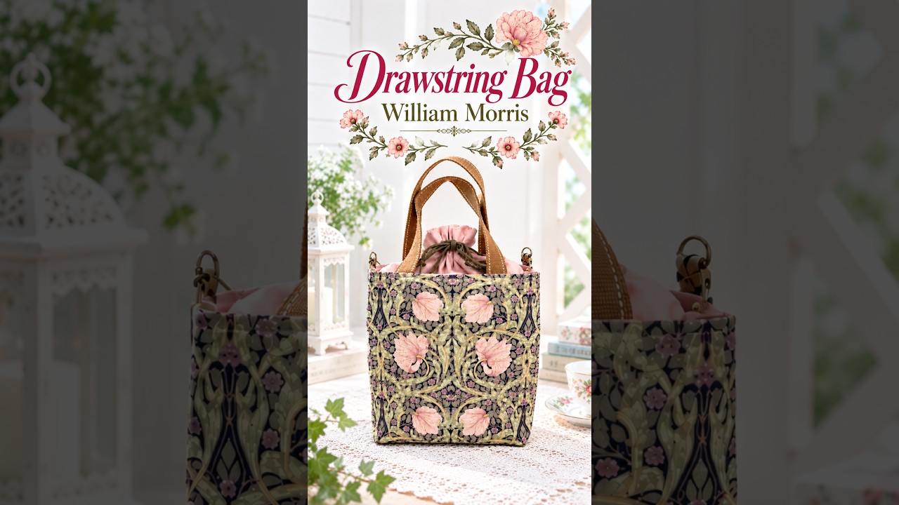 Drawstring Bag-William Morris-(モリス巾着バッグ)🧵無料図案の