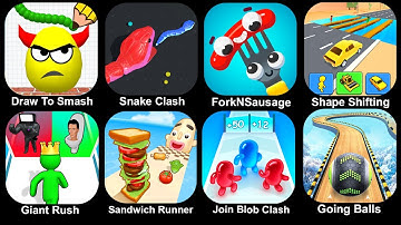 Draw To Smash,Snake Clash,Fork N Sausage,Shape Shifting,Giant Rush,Sandwich Runner,Join Blob Clash