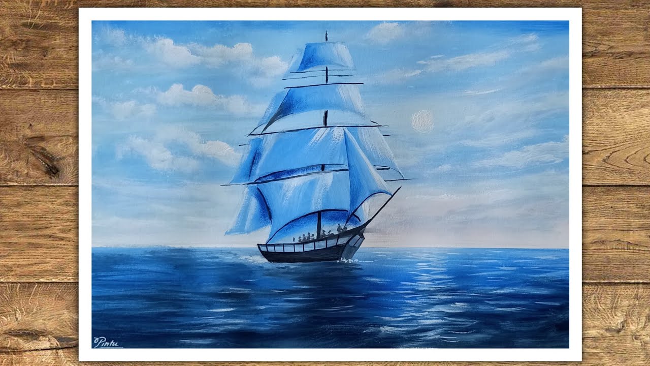 Sailboat step by step | Poster Colour Painting | Seascape