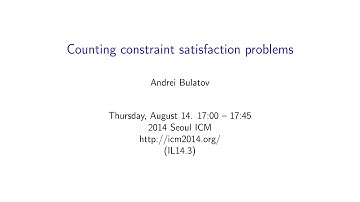 ICM2014 VideoSeries IL14.3: Andrei Bulatov on Aug14Thu