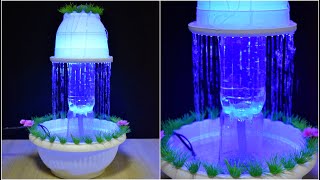 How to make a Beautiful Fountain night Lamp with plastic Bottle and plastic pot / DIY
