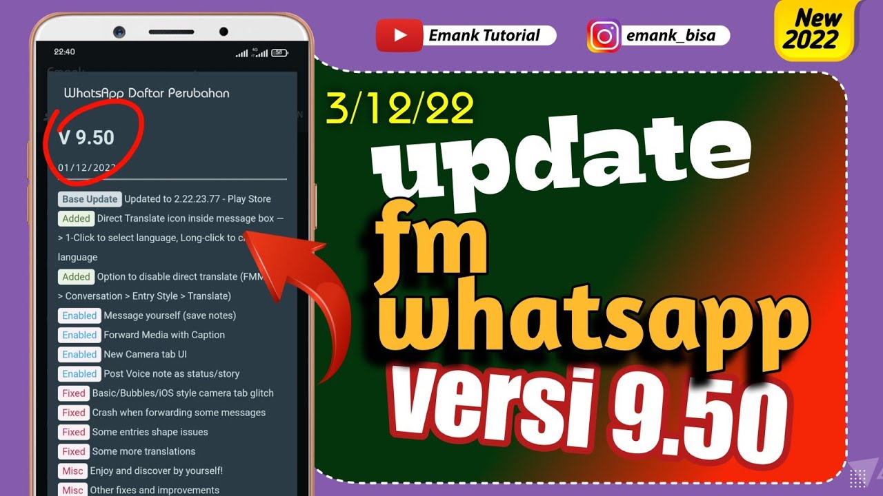 update terbaru fmwhatsapp versi 9.50 3 desember 2022 YouTube