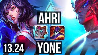 AHRI vs YONE (MID) | 9/0/3, 1300+ games, Legendary | KR Master | 13.24