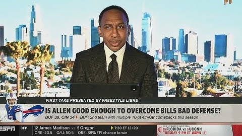 FIRST TAKE |  Stephen A. reacts to Josh Allen 3-TD leads Bills DOMINATE Joe Burrow & Bengals 39-34