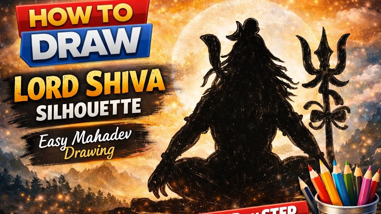 How to Draw Lord Shiva Silhouette | Easy Mahadev Meditation Art π # ...