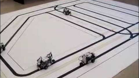 Multiple moblie robots tracking lanes