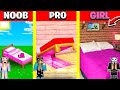 Minecraft Battle: INSIDE BED BASE HOUSE BUILD CHALLENGE - NOOB vs PRO vs GIRL / Animation