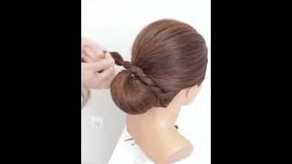 Simple low bun with twists.  #hairstyles#shortvideo