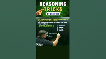 CALENDAR TRICKS | REASONING BY ROHIT SIR | #shorts #ssc #rpfbharti #ssccgl #reasoning #radianmensa