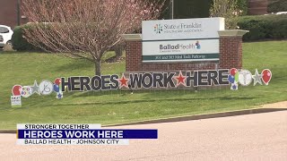 Sign placed in front of Ballad corporate offices in support of healthcare workers