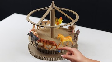 How to Make Carousel with animal from cardboard
