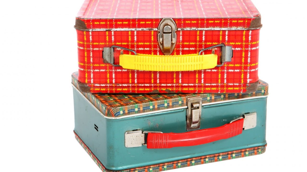 Plain Metal Snack Box / Red Small Lunchbox Retro Lunch Box