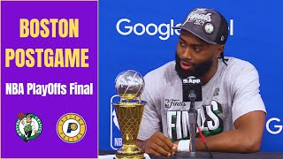 Jaylen Brown talks Win Final and Sweep Pacers l PostGame Interviews NBA Playoffs