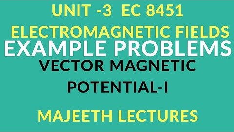 EC 8451 ELECTROMAGNETIC FIELDS EXAMPLE PROBLEM VECTOR MAGNETIC POTENTIAL -I