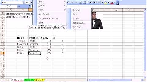 MS Excel 2003 Part 14) Format Menu in Dari / Farsi Omar Akbari