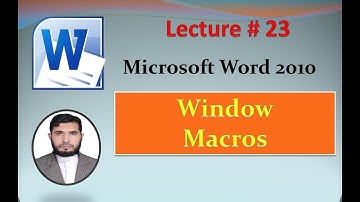 Windows and Macro Commands in Ms Word in Pashto  23 | Complete Ms Word 2010 in Pashto