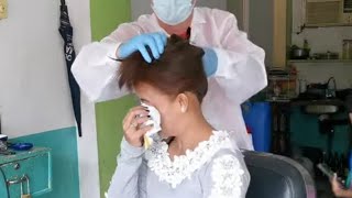 Girl's discipline shaved bob hair cut✂️