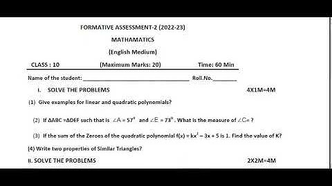 Ap 10th Class Fa-2 💯 Real Maths Question Paper (2022-23) | 10th Class fa2 Maths leak 💯Question Paper