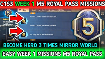 C1S3 M5 WEEK 1 MISSION EXPLAIN 🔥 BGMI M5 WEEK 1 MISSIONS 🔥 M5 ROYAL PASS MISSION 🔥 WEEK 1 MISSION M5