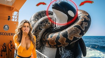 Heart-Stopping Rescue: Heroes Face Giant Python to Save Orca!🐍🐋🔥