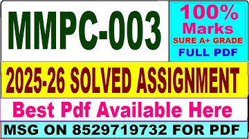 MMPC 003 solved assignment 2025-26 || mmpc 003 solved assignment 2026 in English || ignou mmpc3