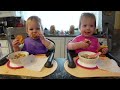 Twins try turkey noodle soup