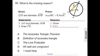 Geometry Circles Chords, Inscribed Angles & Tris Pt 5 Q60