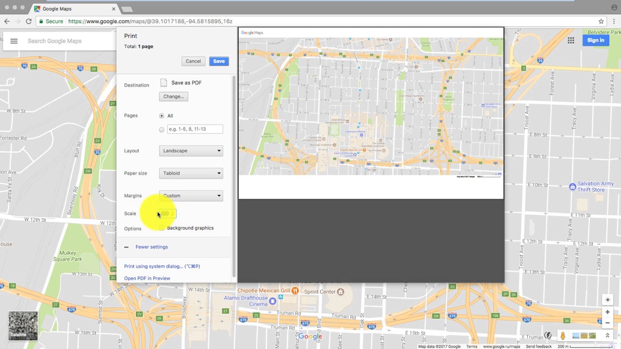 How to get Google Maps to print full - YouTube