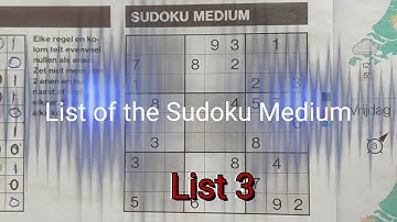List 3 of the Sudoku Medium puzzle