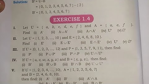 Unit 1 exercise 1.4 sets class 7 new mathematics book Sindh board - Chapter 1 exercise 1.4