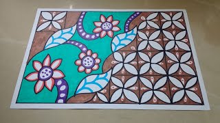 cara menggambar batik yang mudah untuk tugas sekolah.