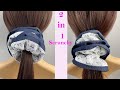 Diy 2in1 Denim &amp; Lace Scrunchy Sewing Tutorial | How To Make A Scrunchies | Como fazer um Scrunchies