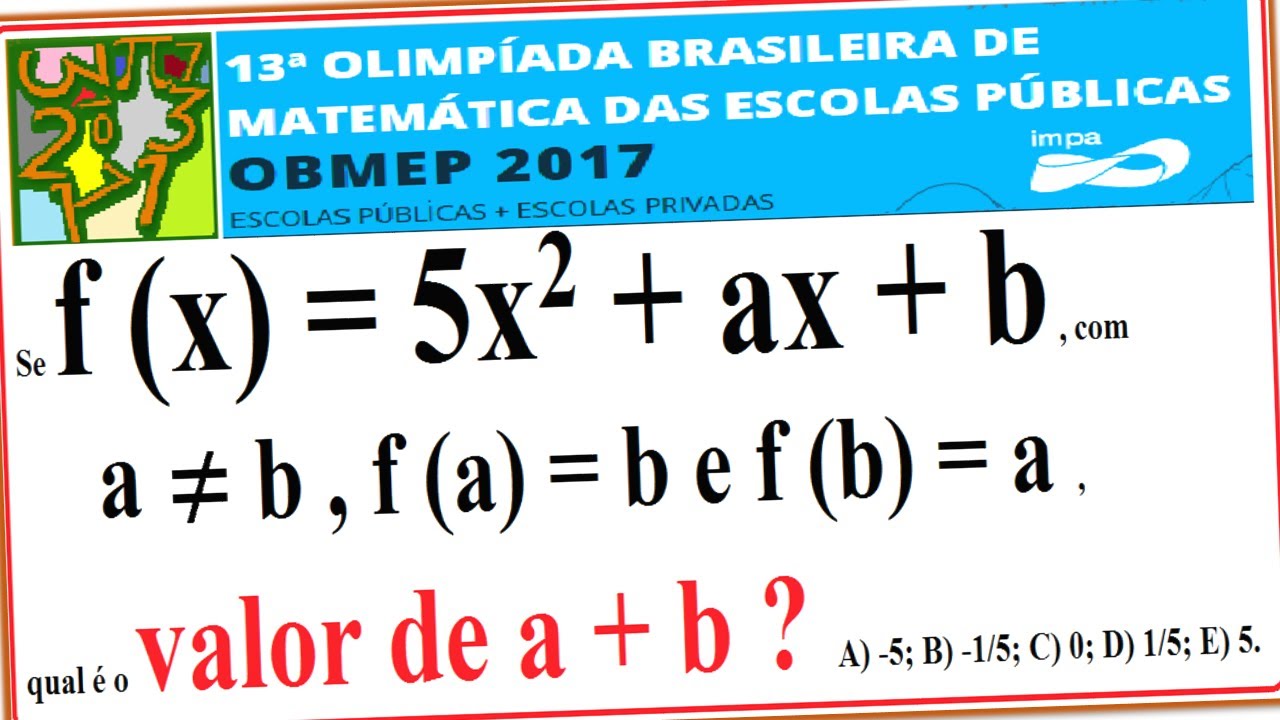OBMEP 2017 FASE NÍVEL PROVA 13ª OLIMPÍADA BRASILEIRA MATEMÁTICA ESCOLAS ...