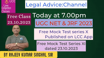 Free Mock Test series.Part -Xth..Law..Ugc net & JRF/SET Exam. DEC 2023 by R.K. Singhal Sir.