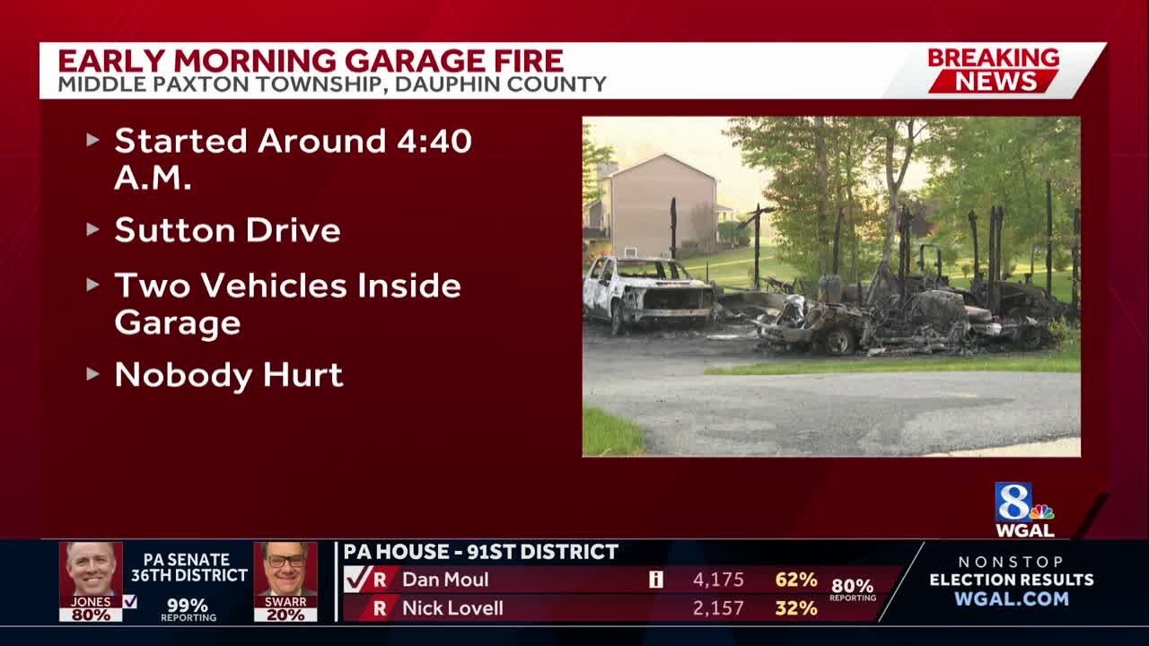 Fire engulfs garage, two vehicles in Dauphin County - YouTube