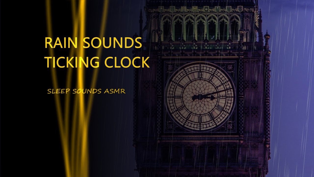 Rain Sounds, Ticking Clock 10 Hours Timer, Black Screen ~ Study, Relax, Sleep