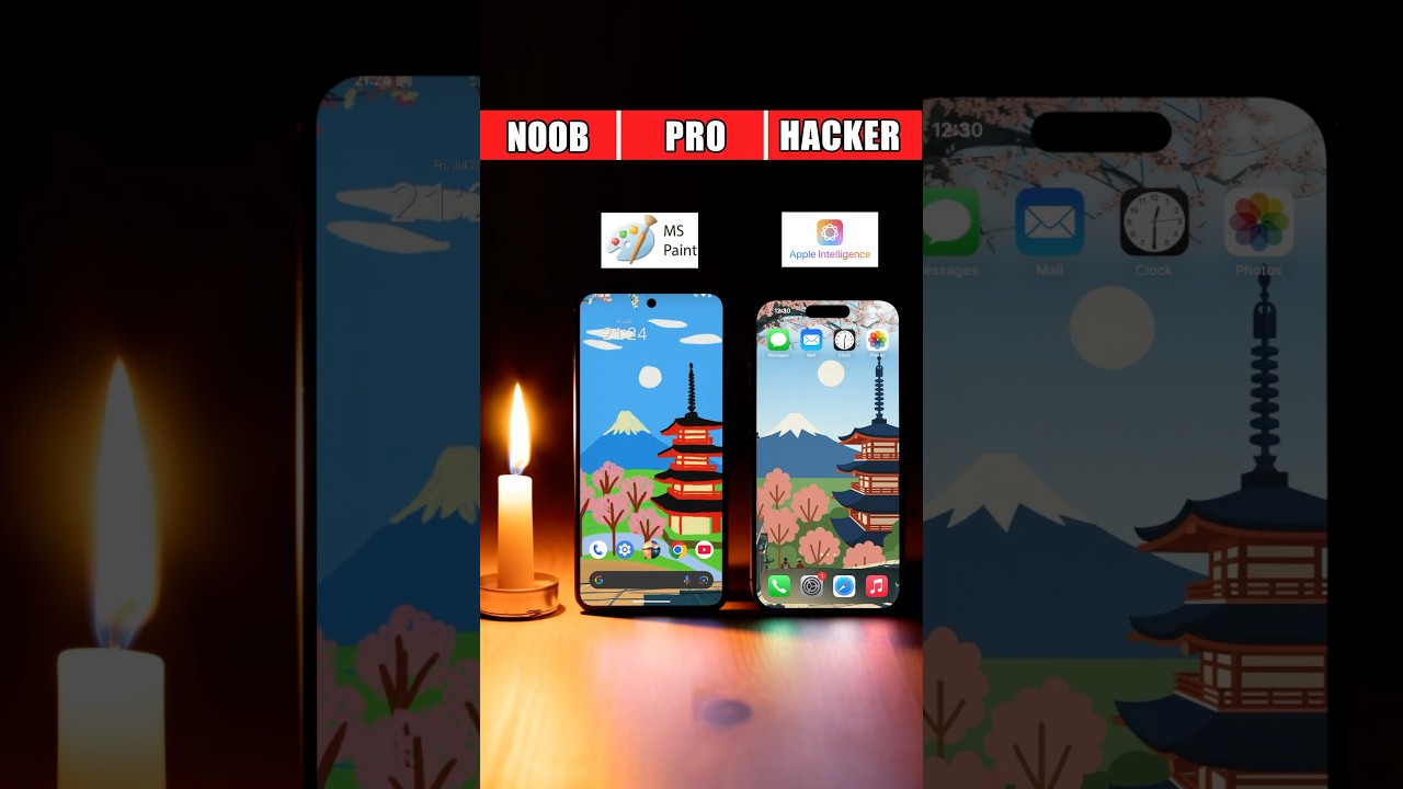 Tokyo wallpaper in Paint vs Apple Intelligence vs Live Wallpaper by Horizon 