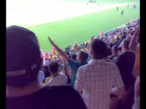 Norwich City fans celebrate beating Sheffield United. Snakepit, Carrow Road 20-09-08.