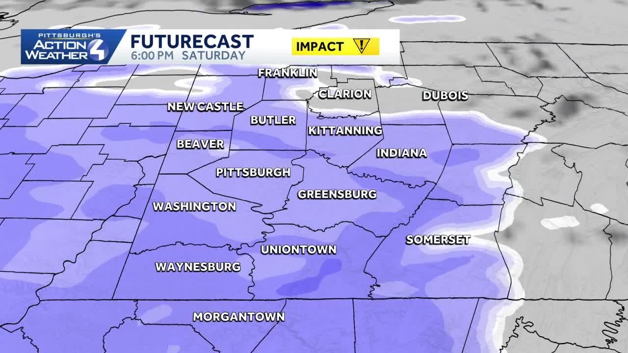Pennsylvania snow projections for Saturday, December 13