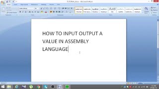 Assembly Language Input Output