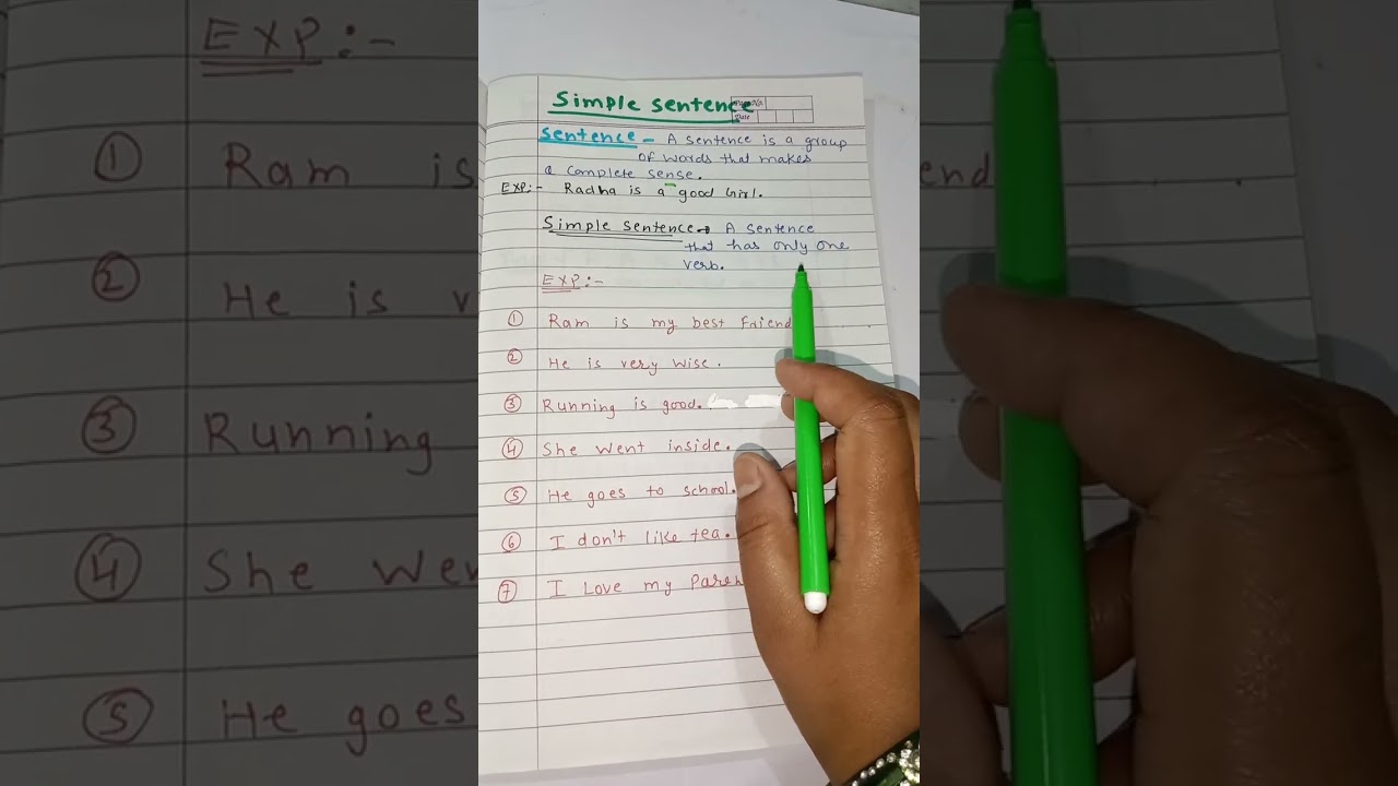 English grammar- SIMPLE SENTENCE, meaning, definition, Examples 